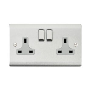 Saxby Electrical Raised Screwed 13A 2G DP Socket Brushed Steel