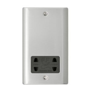 Saxby Electrical Raised Screwed Dual Voltage Shaver Socket Brushed Steel