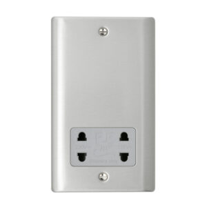 Saxby Electrical Raised Screwed Dual Voltage Shaver Socket Brushed Steel