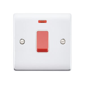 Saxby Electrical Raised Screwed 45A 1G DP Switch Neon Polished Chrome