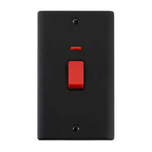 Saxby Electrical Raised Screwed 45A Large Plate DP Switch Neon Matt Black