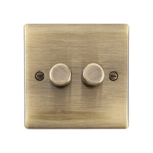 Saxby Electrical Raised Screwed 2G LED Dimmer 5-100W Antique Brass