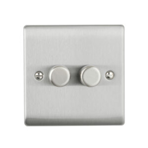 Saxby Electrical Raised Screwed 2G LED Dimmer 5-100W Brushed Steel