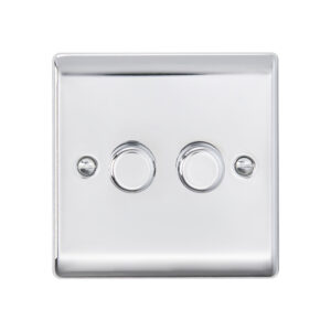 Saxby Electrical Raised Screwed 2G LED Dimmer 5-100W Polished Chrome