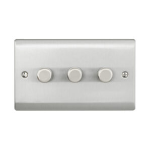 Saxby Electrical Raised Screwed 3G LED Dimmer 5-100W Brushed Steel