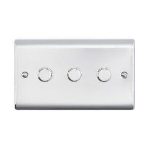 Saxby Electrical Raised Screwed 3G LED Dimmer 5-100W Polished Chrome