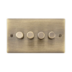 Saxby Electrical Raised Screwed 4G LED Dimmer 5-100W Antique Brass