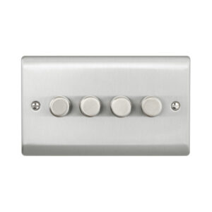 Saxby Electrical Raised Screwed 4G LED Dimmer 5-100W Brushed Steel