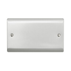 Saxby Electrical Raised Screwed 2G Blanking Plate Brushed Steel