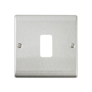 Saxby Electrical Raised Screwed 1G Grid Front Plate Brushed Steel