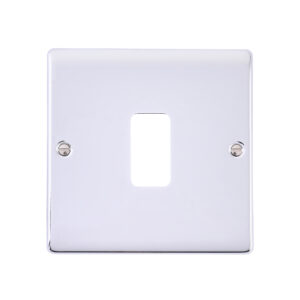 Saxby Electrical Raised Screwed 1G Grid Front Plate Polished Chrome