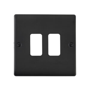 Saxby Electrical Raised Screwed 2G Grid Front Plate Matt Black