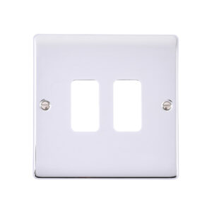 Saxby Electrical Raised Screwed 2G Grid Front Plate Polished Chrome