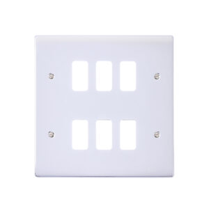 Saxby Electrical Raised Screwed 6G Grid Front Plate Polished Chrome