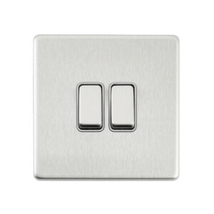 Saxby Electrcial Screwless 10AX 2G 2-Way Switch Brushed Steel