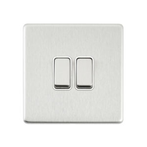 Saxby Electrcial Screwless 10AX 2G 2-Way Switch Brushed Steel