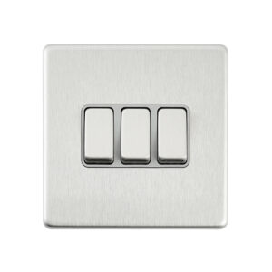 Saxby Electrcial Screwless 10AX 3G 2-Way Switch Brushed Steel