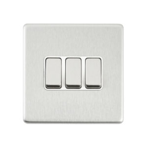 Saxby Electrcial Screwless 10AX 3G 2-Way Switch Brushed Steel
