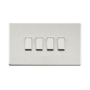 Saxby Electrcial Screwless 10AX 4G 2-Way Switch Brushed Steel