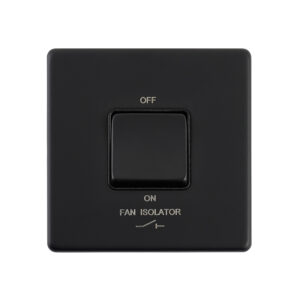 Saxby Electrcial Screwless 10AX 1G 3-Pole Fan Isolator Switch Matt Black