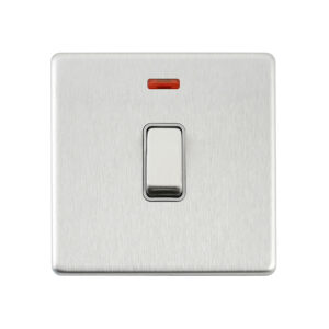 Saxby Electrcial Screwless 20A 1G DP Switch Neon Brushed Steel