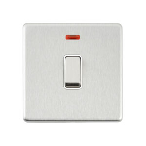 Saxby Electrcial Screwless 20A 1G DP Switch Neon Brushed Steel