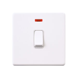 Saxby Electrcial Screwless 20A 1G DP Switch Neon Matt White