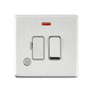 Saxby Electrcial Screwless 13A Switched Fused Spur Unit with Flex Outlet and Neon Brushed Steel