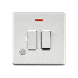 Saxby Electrcial Screwless 13A Switched Fused Spur Unit with Flex Outlet and Neon Brushed Steel