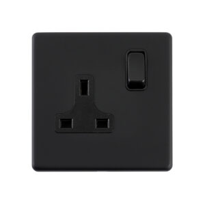 Saxby Electrcial Screwless 13A 1G DP Socket Matt Black