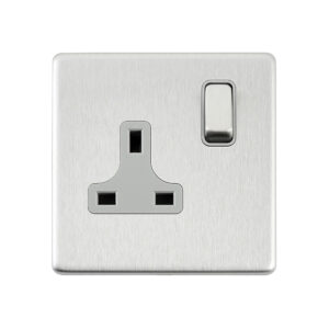 Saxby Electrcial Screwless 13A 1G DP Socket Brushed Steel