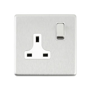 Saxby Electrcial Screwless 13A 1G DP Socket Brushed Steel