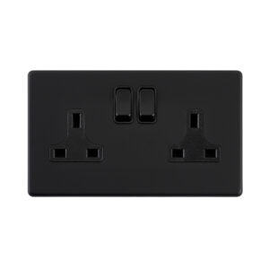 Saxby Electrcial Screwless 13A 2G DP Socket Matt Black