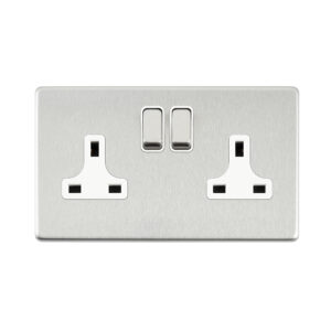 Saxby Electrcial Screwless 13A 2G DP Socket Brushed Steel
