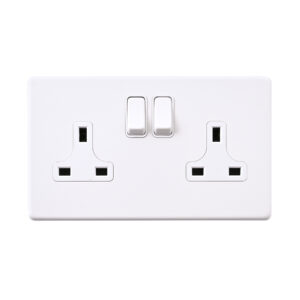 Saxby Electrcial Screwless 13A 2G DP Socket Matt White