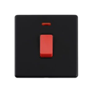 Saxby Electrcial Screwless 45A 1G DP Switch Neon Matt Black