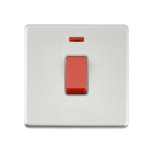 Saxby Electrcial Screwless 45A 1G DP Switch Neon Brushed Steel