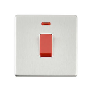 Saxby Electrcial Screwless 45A 1G DP Switch Neon Brushed Steel