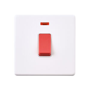 Saxby Electrcial Screwless 45A 1G DP Switch Neon Matt White
