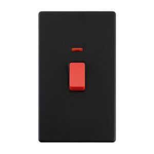 Saxby Electrcial Screwless 45A Large Plate DP Switch Neon Matt Black