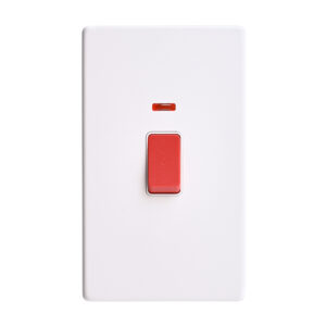 Saxby Electrcial Screwless 45A Large Plate DP Switch Neon Matt White