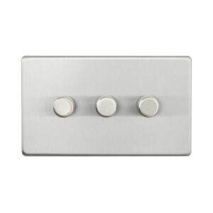 Saxby Electrcial Screwless 3G LED Dimmer 5-100W Brushed Steel