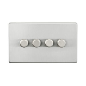 Saxby Electrcial Screwless 4G LED Dimmer 5-100W Brushed Steel