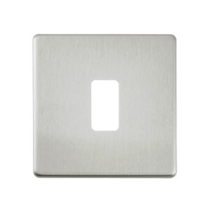 Saxby Electrical Screwless 1G Grid Front Plate Brushed Steel