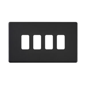 Saxby Electrical Screwless 4G Grid Front Plate Matt Black