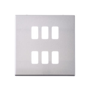 Saxby Electrical Screwless 6G Grid Front Plate Brushed Steel