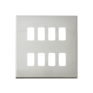 Saxby Electrical Screwless 8G Grid Front Plate Brushed Steel