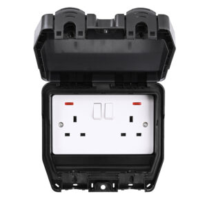 Saxby Electrical Weatherproof 13A 2G DP Socket Black
