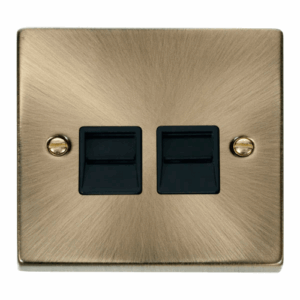 Click Deco Twin Telephone Socket Outlet Secondary Black