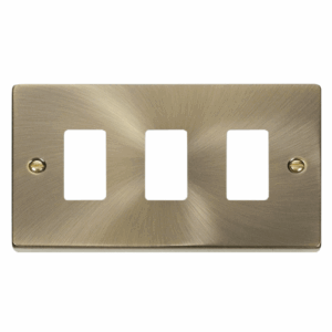 Click Deco 3 Gang GridPro Frontplate Antique Brass